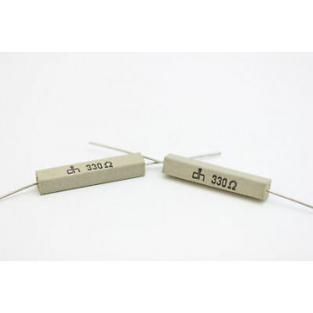 CEMENTED CERAMIC RESISTOR 330 OHM 6W DH AXIAL NOS (New Old Stock) *2PC* U16