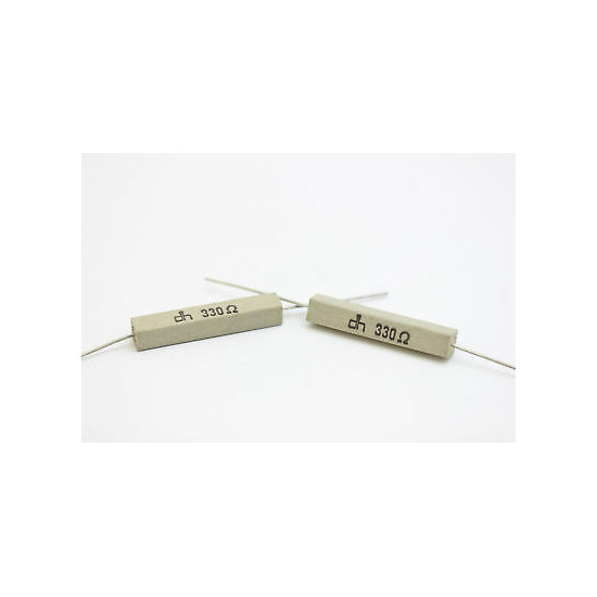 CEMENTED CERAMIC RESISTOR 330 OHM 6W DH AXIAL NOS (New Old Stock) *2PC* U16
