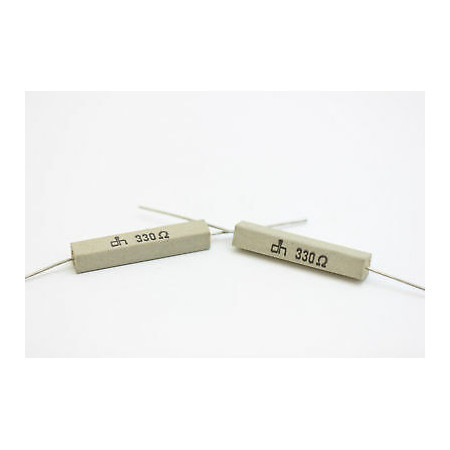CEMENTED CERAMIC RESISTOR 330 OHM 6W DH AXIAL NOS (New Old Stock) *2PC* U16