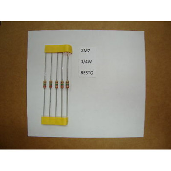 RESISTOR. 1/4W 2M7 2.7M 5% *8 PC* NEW