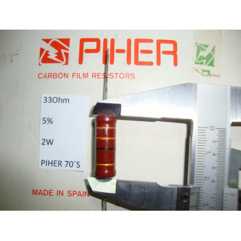 VINTAGE PIHER RESISTOR. 2W 33Ohm 33R 5% *1 PC* NEW ORIGINAL 1970´S+