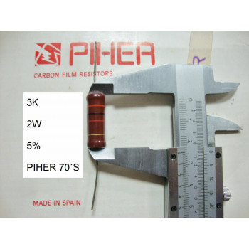 VINTAGE PIHER RESISTOR. 2W 3K 5% *1 PC* NEW ORIGINAL 1970´S+