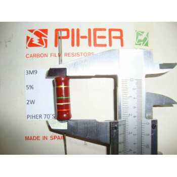 VINTAGE PIHER RESISTOR. 2W 3M9 3.9M 5% *1 PC* NEW ORIGINAL 1970´S+