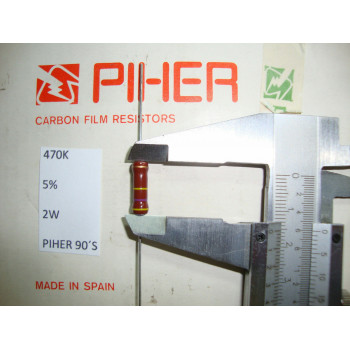 VINTAGE PIHER RESISTOR. 2W 470K. 5% *1 PC* NEW ORIGINAL 1990´S+ C1063