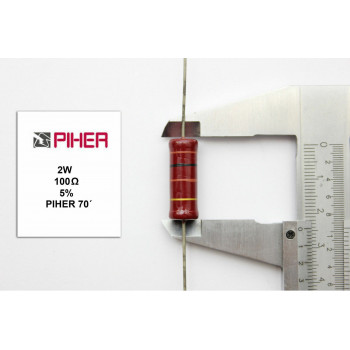 VINTAGE PIHER RESISTOR. 2W 100Ohm 100R 5% *1PC* NEW ORIGINAL 1970´S U41F270421