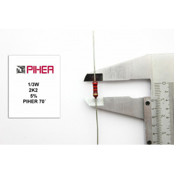VINTAGE PIHER RESISTOR. 1/3W 2K2 5% *2 PC* NEW ORIGINAL+ 1970´S RC166