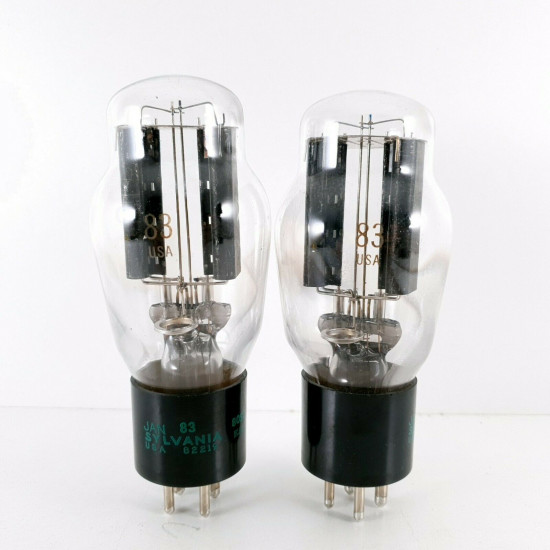 2 X JAN 83 TUBE. SYLVANIA BRAND. BLACK PLATES. 1980 PRODUCTION. CH  ENA