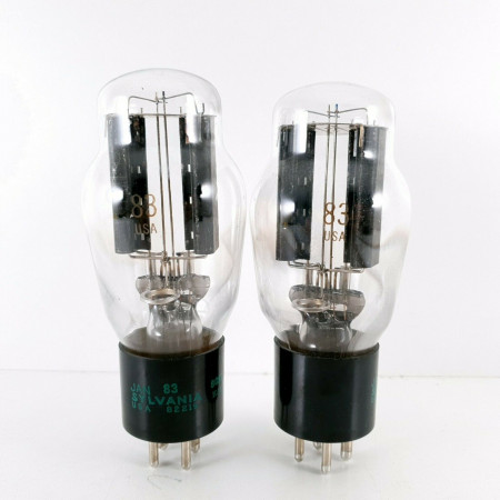 2 X JAN 83 TUBE. SYLVANIA BRAND. BLACK PLATES. 1980 PRODUCTION. CH  ENA