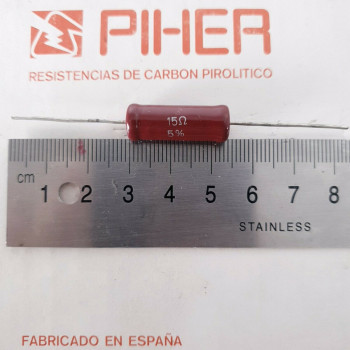 1 X 2W 15R 5% 1960s VINTAGE PIHER RESISTOR. NOS RESISTOR. C1808U100F270121