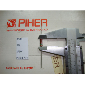 VINTAGE PIHER RESISTOR. 1/2W 150K 5% *1 PC* NEW ORIGINAL 1970´S + C366