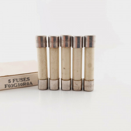 5 X 10A 250V BUSSMAN MFG CO. FAST ACTING FUSE. F03G10R0A. 6X31MM. CY  ENA