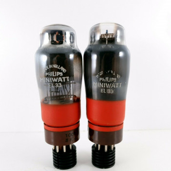 2 X EL33 TUBE. PHILIPS-MINIWATT BRAND. MULLARD PRODUCTION. BLACK PLATES. CH  ENA 2