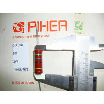 VINTAGE PIHER RESISTOR. 2W 56Ohm 56R 5% *1 PC* NEW ORIGINAL 1970´S+