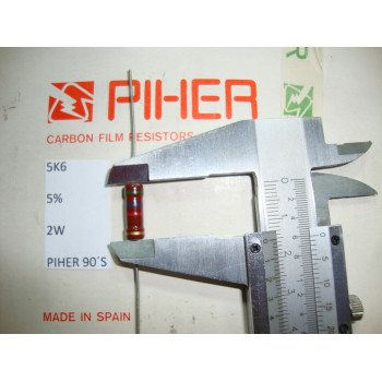 VINTAGE PIHER RESISTOR. 2W 5K6 5.6K 5% *1 PC* NEW ORIGINAL 1990´S+