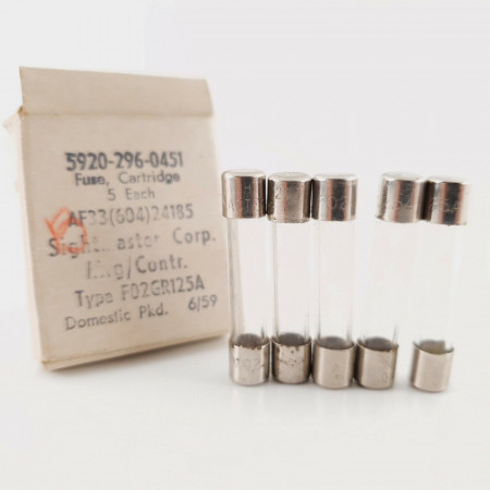 5 X 0.125A 250V SIGHTMASTER TIME-DELAY FUSE. F02GR125A. 6X31MM. 1959s  CY  ENA