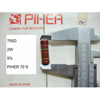 VINTAGE PIHER RESISTOR. 2W 750Ω 750Ohm 750R 5% *1 PC* NEW ORIGINAL 1970´S+