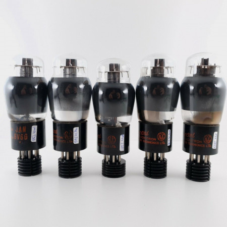 5 X 6V6G MARCONI-RADIOTRON TUBE. BLACK PLATES. 1940s. MATCHED QUAD+1. CY  ENA