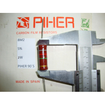 VINTAGE PIHER RESISTOR. 2W 8M2 8.2M 5% *1 PC* NEW ORIGINAL 1970´S+