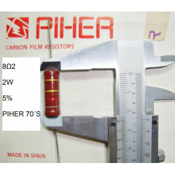 VINTAGE PIHER RESISTOR. 2W 8Ω2 8.2Ohm 8.2R 5% *1 PC* NEW ORIGINAL 1970´S+