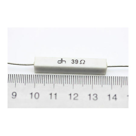 CEMENTED CERAMIC RESISTOR 39 OHM 6W DH AXIAL NOS (New Old Stock) *2PC* U36