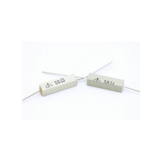 CEMENTED CERAMIC RESISTOR 56 OHM 4W DH AXIAL NOS (New Old Stock) *2PC* U161