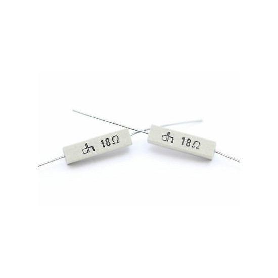 CEMENTED CERAMIC RESISTOR 18 OHM 4W DH AXIAL NOS (New Old Stock) *2PC* U376