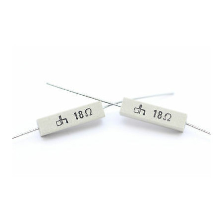 CEMENTED CERAMIC RESISTOR 18 OHM 4W DH AXIAL NOS (New Old Stock) *2PC* U376
