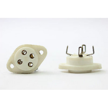 1 X 4 PINS SOCKET CERAMIC OLD STOCK. ZOCALO 4 PINS CERAMICO. Ø 18mm.  ZOC2