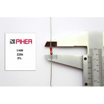 VINTAGE PIHER RESISTOR. 1/4W 220K 5% *3 PC* NOS  1970´S (New Old Stock) C33