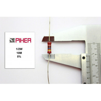 VINTAGE PIHER RESISTOR. 1/2W 10M 5% *1 PC* NOS 70s