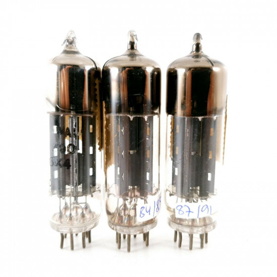 3 X EZ90 / 6X4 TUBE. MINIWATT. BLACK PLATES. MATCHED TRIO. 1950s. CA  ENA