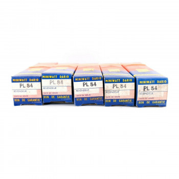 5 X PL84 TUBE. MINIWATT-DARIO BRAND. DUAL SUPPORT GETTER. 1960s. CA  ENA