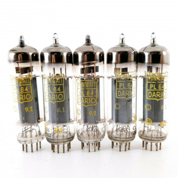 5 X PL84 TUBE. MINIWATT-DARIO BRAND. DUAL SUPPORT GETTER. 1960s. CA  ENA 2