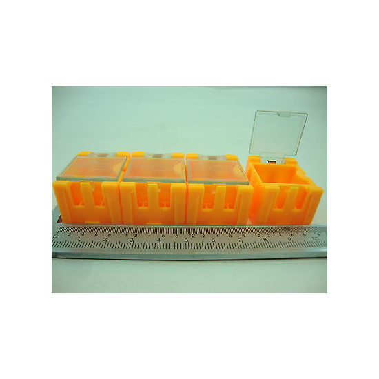 2 X HIGH QUALITY PLASTIC BOXES. FOR ELECTRONIC COMPONENTS. ORANGE.