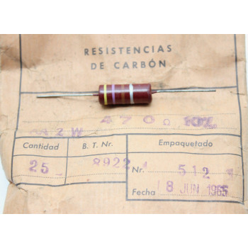 VINTAGE PIHER RESISTOR. 2W 470Ohm 470R 10% *1 PC* NEW ORIGINAL 1960´S+F250619