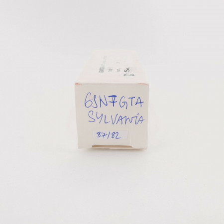 1 X 6SN7GTA CROSLEY TUBE. SYLVANIA PROD. BLACK T PLATES. 87/82%. CX  ENA