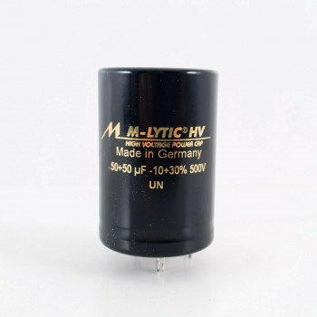 1 X 50 + 50 uF 500V - 10/+30% M-LYTIC HV HIGH VOLTAGE POWER CAPACITOR. CA  ENA