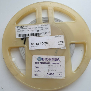 10 x 1.87K 1/4W 1% 100PPM SMD BIOHMSA RESISTOR. (R456) CA395U1200F290721