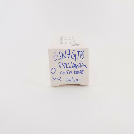 1 X 6SN7GTB SYLVANIA TUBE. ANGLED BLACK T PLATES. COIN BASE. 117/110%. CX  ENA