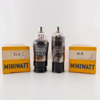2 X EL2 ST/GT PHILIPS-MINIWATT TUBE. 1950s MULLARD PROD. NOS/NIB. CY  ENA