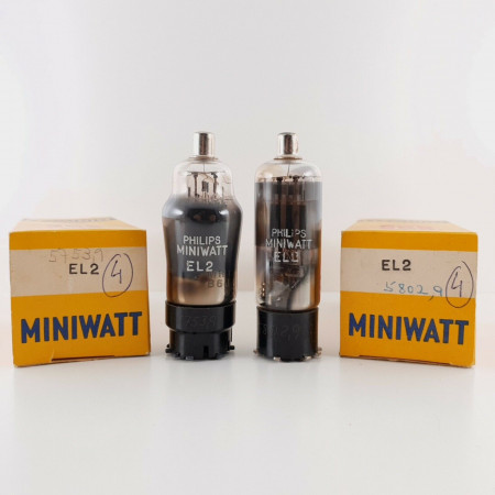 2 X EL2 ST/GT PHILIPS-MINIWATT TUBE. 1950s MULLARD PROD. NOS/NIB. CY  ENA