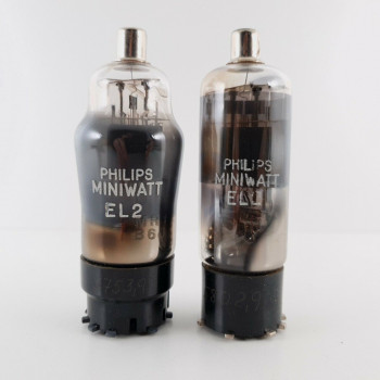 2 X EL2 ST/GT PHILIPS-MINIWATT TUBE. 1950s MULLARD PROD. NOS/NIB. CY  ENA 2