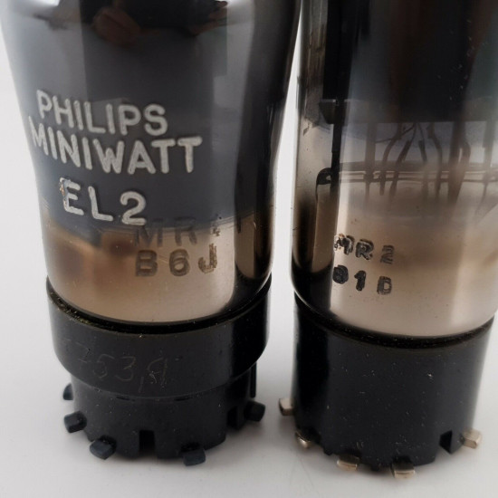 2 X EL2 ST/GT PHILIPS-MINIWATT TUBE. 1950s MULLARD PROD. NOS/NIB. CY  ENA
