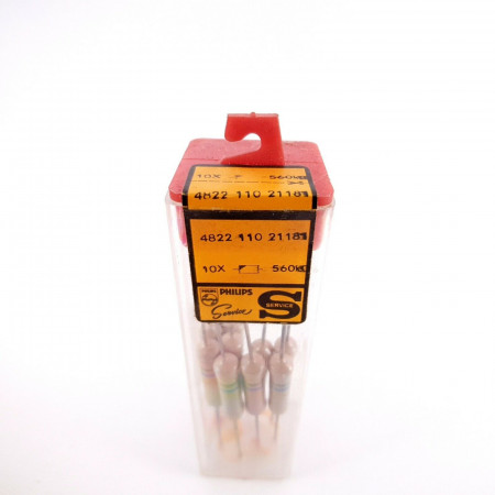 10 X 2W 560K 5% VINTAGE PHILIPS RESISTOR. PHILIPS SERVICE. NOS RESISTOR. CQ  ENA