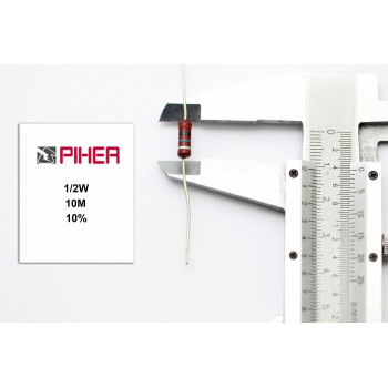 VINTAGE PIHER RESISTOR. 1/2W 10M 10% *1 PC* NOS (New Old Stock)1970´S+