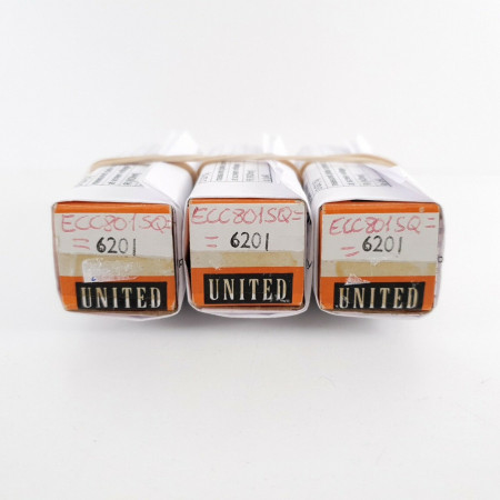 3 X 6201 UNITED TUBE. COPPER RODS. 1970s PROD. MATCHED TRIO. CF  ENA