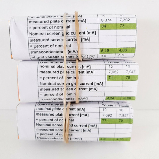 3 X 6201 UNITED TUBE. COPPER RODS. 1970s PROD. MATCHED TRIO. CF  ENA