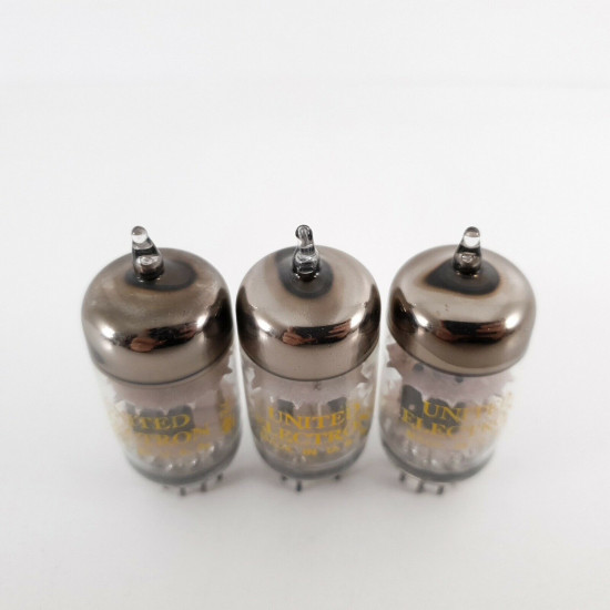 3 X 6201 UNITED TUBE. COPPER RODS. 1970s PROD. MATCHED TRIO. CF  ENA