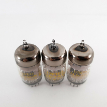 3 X 6201 UNITED TUBE. COPPER RODS. 1970s PROD. MATCHED TRIO. CF  ENA