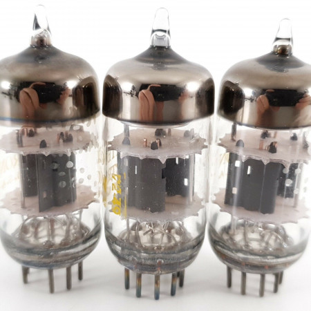 3 X 6201 UNITED TUBE. COPPER RODS. 1970s PROD. MATCHED TRIO. CF  ENA